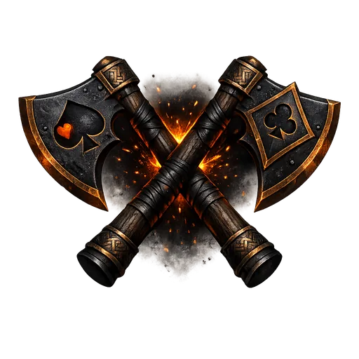 Crossed poker-suit axes