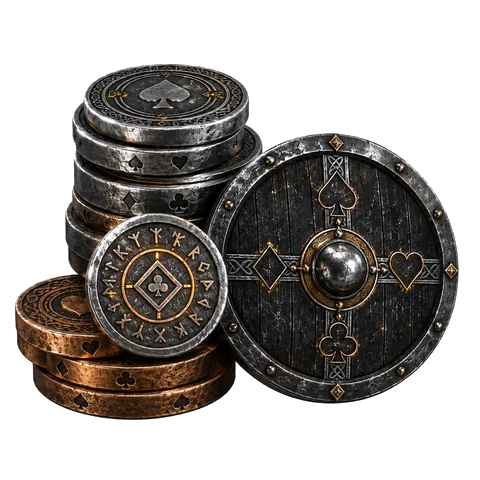 Bronze membership coins and shield